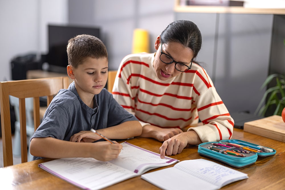 Teacher instructing a student